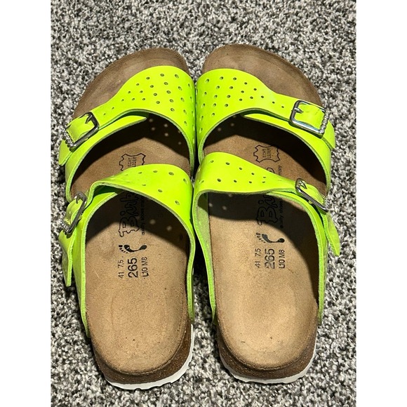 Birki's by Birkenstock lime green sandals bling shoes 41 10.5 ladies 10 11 - Picture 2 of 5